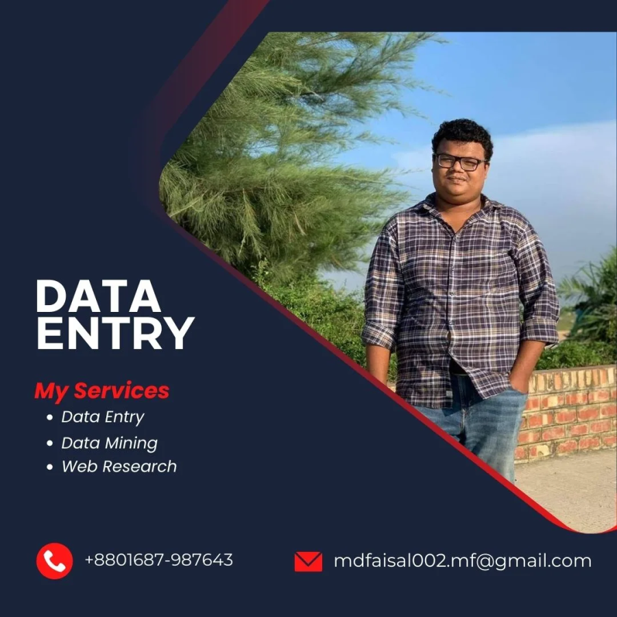 I will do data entry, data mining, web research, copy paste and excel data entry jobs