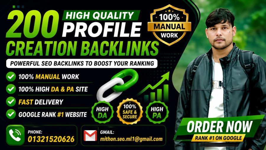 I Will Create 200 SEO Profile Creation Backlinks with Fast Delivery