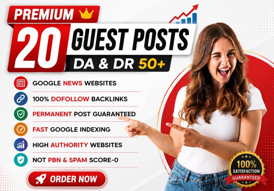 Write and Publish 20 Guest Posts On DA 50+ Real Websites with Dofollow Backlinks