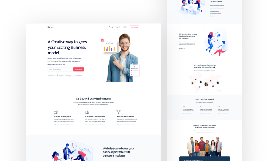 I will create engaging landing pages uiux design