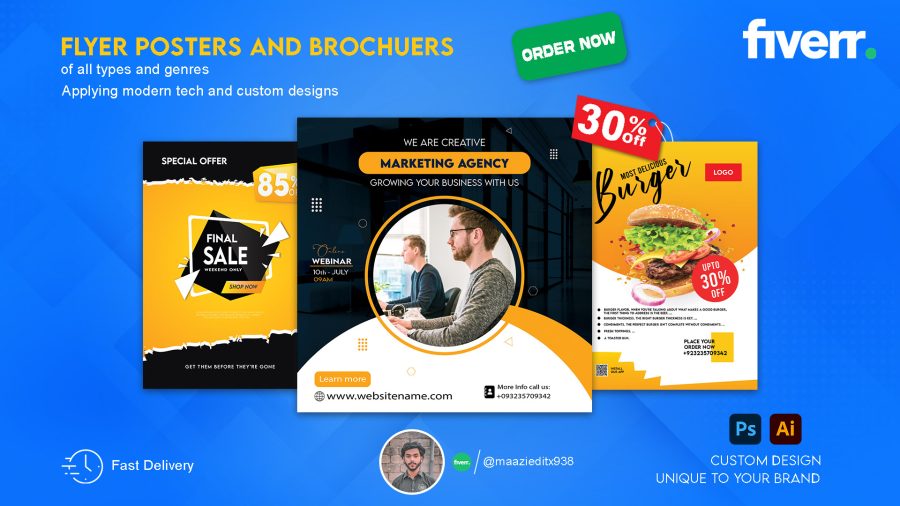 I will design attractive poster and flyers like professionals 