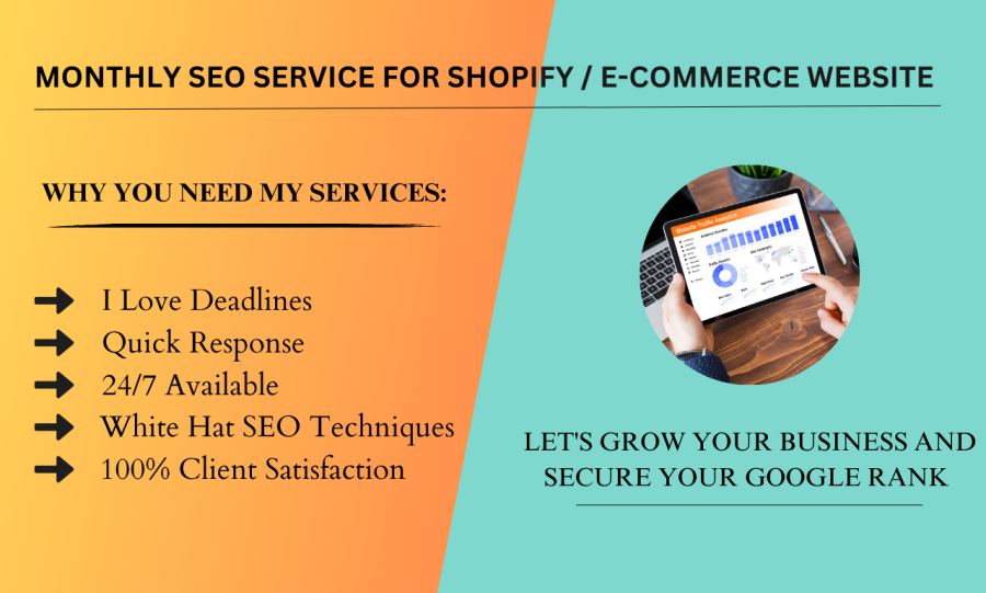 I will provide monthly SEO service for shopify and ecommerce websites to boost sales