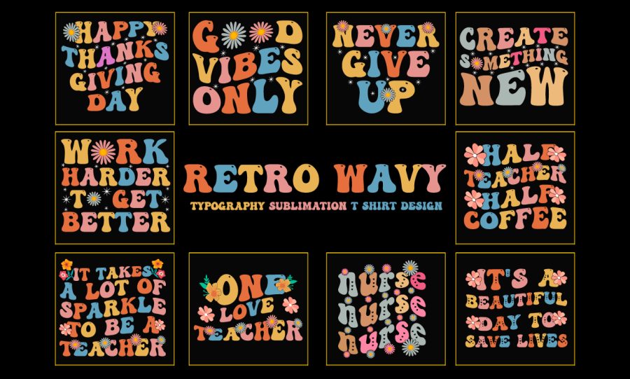 I will do groovy retro wavy typography t shirt design