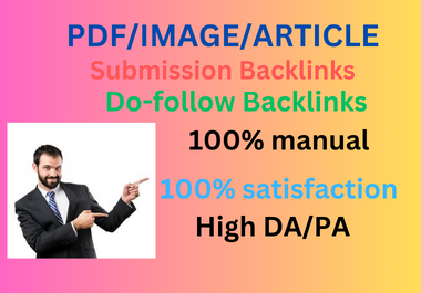 150 High quality da pdf, image, article submission backlinks