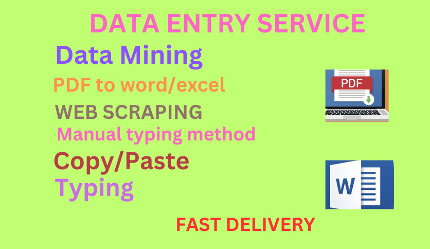 I will do data entry, web research, mining and scraping
