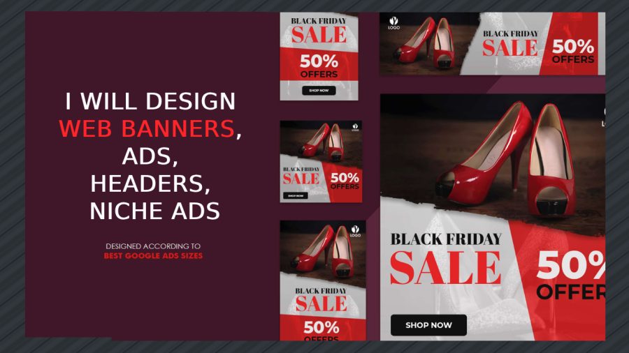 I will design web banners, ads, headers, niche ads