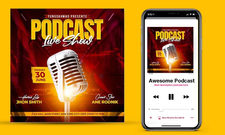 I will do unique podcast cover art design