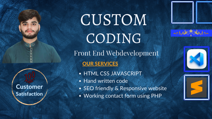 I will create a custom coded responsive website in HTML, CSS, PHP, javascript