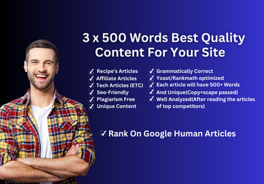 3 x 500 Words best quality content for your site 