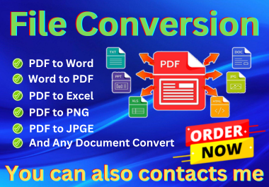 I will do Document Conversion PDF to Word, PDF to JPGE 