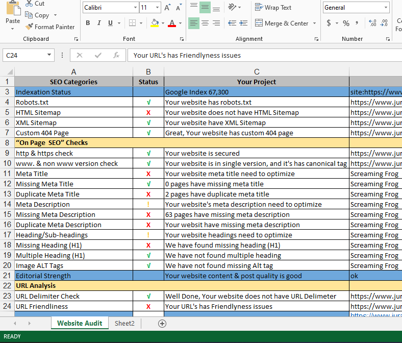 I will provide SEO website audit report with detailed guidelines to easy rank