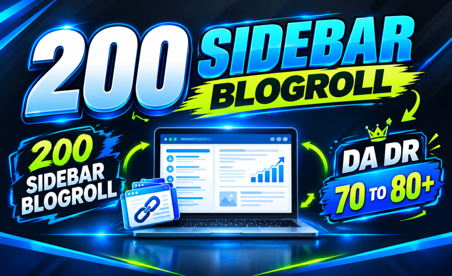 200 Sidebar Blogroll with Da Dr 70 plus sites index Domains