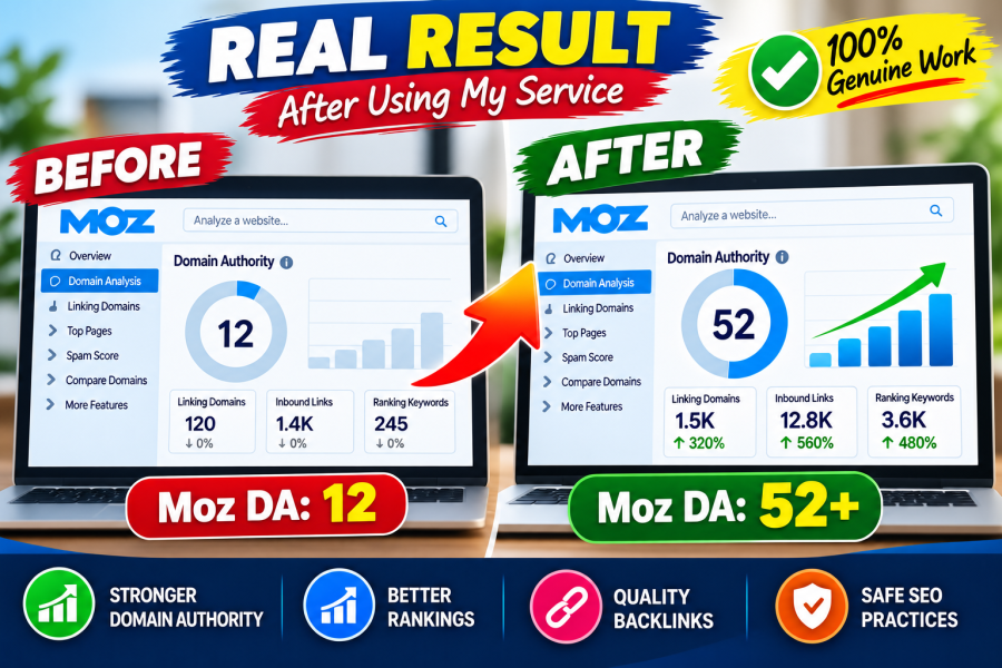 Permanent Increase MOZ DA 50+, Guaranteed MOZ Service