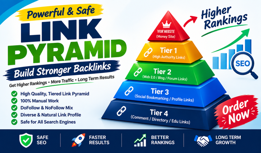 100 Effective Tiered Link Pyramids with a Variety of SEO Backlinks