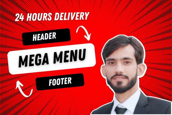 design or fix wordpress elementor header, footer, mega menu within 24 hours