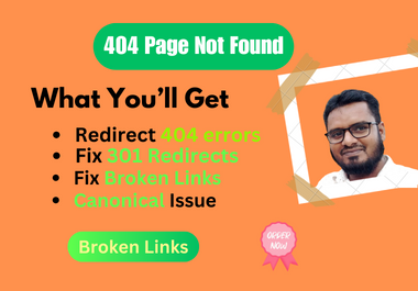 I will fix 404 errors, broken links, canonical tag, robot txt, and XML sitemap issues