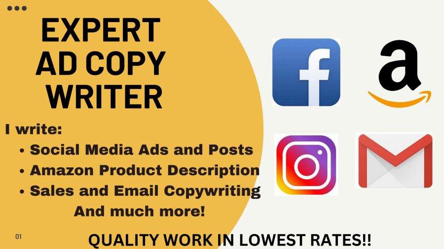 I will do email copywriting, social media copy and sales copy