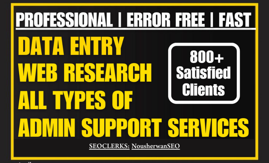 I will do data entry, web research, data scraping, pdf to excel, excel data entry jobs