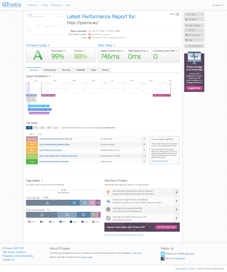 Make WordPress site speedy and well optimized with excellent a grade performance