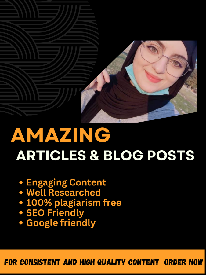 I will write amazing,well researched article/blog on any kind of topic in a creative way.