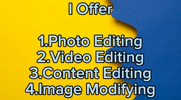 I am expert in all types of editing including video ,photo ,content etc.