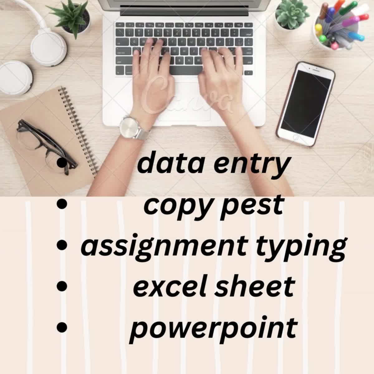 I will do professional data entry pdf converting word assignment PowerPoint and typing work