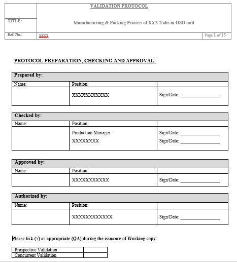 I will prepare, validation documents, including protocols, Report