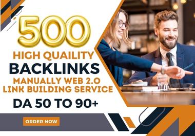 Create Manually 500 Web 2.0 backlinks with high Authority sites DA 50 to 90+ 