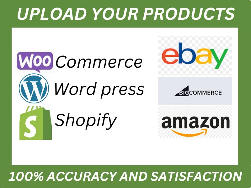 I will manage or upload products to WooCommerce, Ebay, Shopify and Word press for $ 10 per 100 