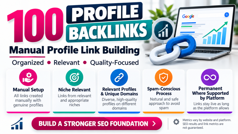 ​I will manually build 100 high DA profile backlinks for SEO ranking