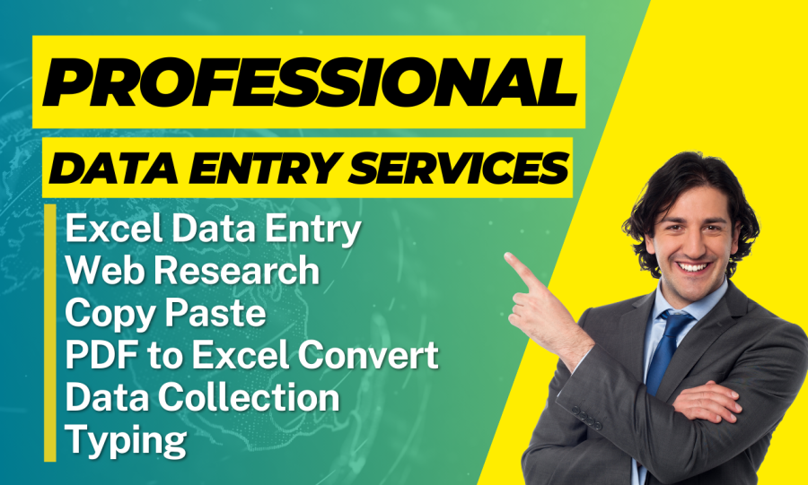 I Can do Professional Excel Data Entry, Copy Paste, Web Research, and Typing