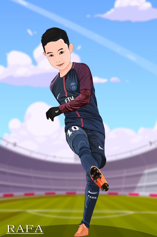 I will draw your face into a cartoon portrait