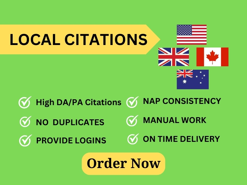 I will do 100 USA,UK,CA,AU local citation and directory submission for local SEO