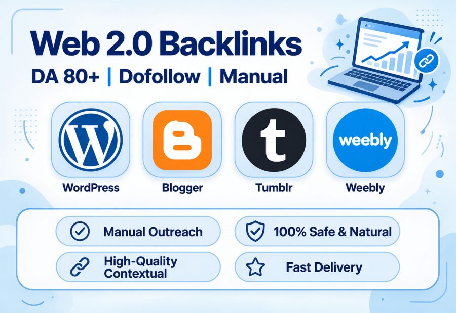 100 High-Quality Web 2.0 Contextual Dofollow Backlinks for SEO