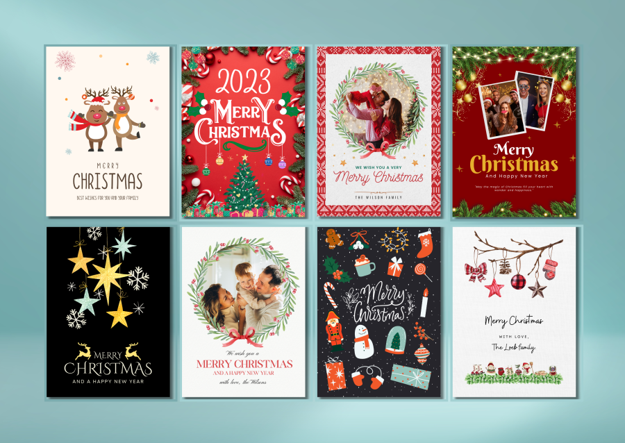 Customize Christmas & New Year Greeting Cards, Invitations and Sale Flyers