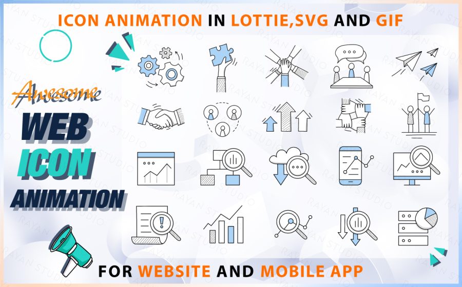 I will make icon animation in lottie, svg,json and animated gif for web