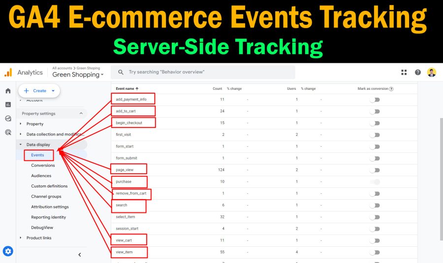 Setup Google Analytics 4 GA4 Ecommerce Events Tracking GA4 Server Side Tracking, Google Tag Manager