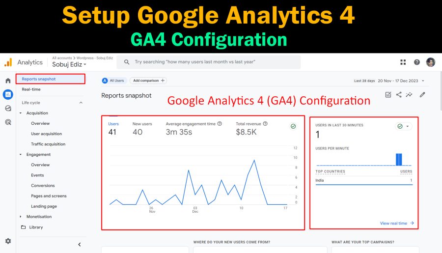 Setup Google Analytics 4, GA4 Enhanced Ecommerce Tracking, Server Side Tracking, Conversion Tracking