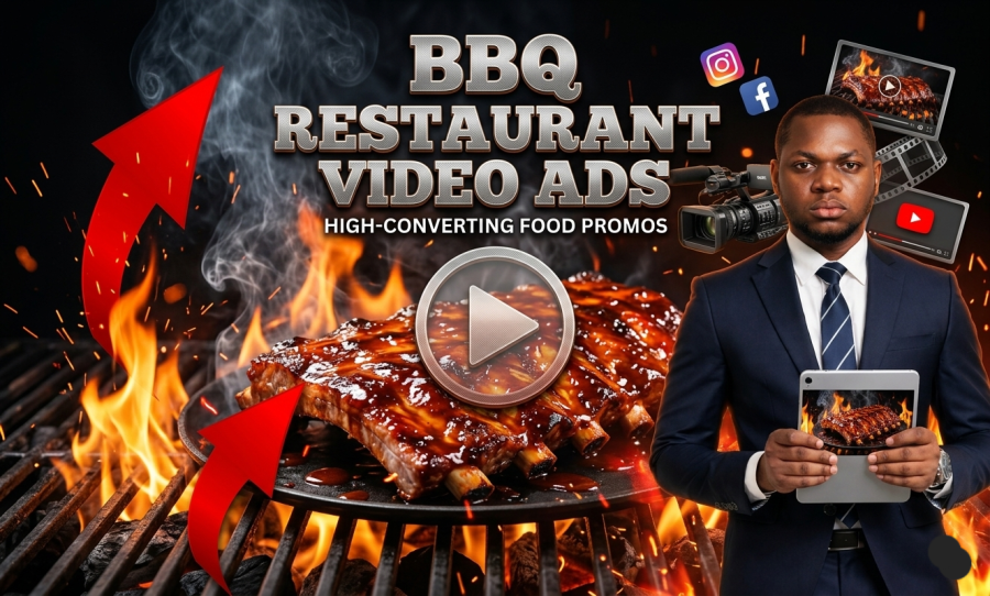 I will create a BBQ ribs restaurant commercial for your business