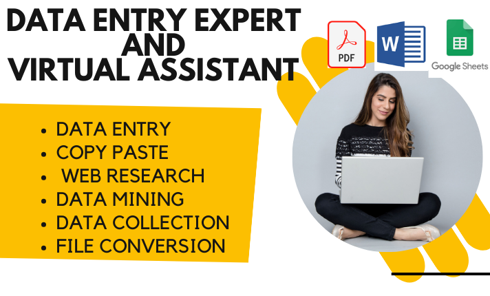 I'll be your VA for data entry , copy paste and web research