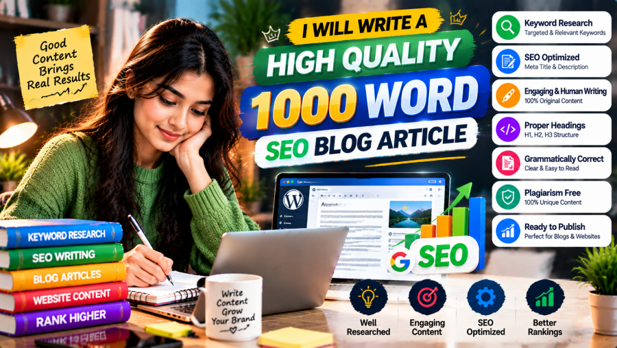 I Will Write 1000 Words High quality SEO Optimized Article or Blog Post