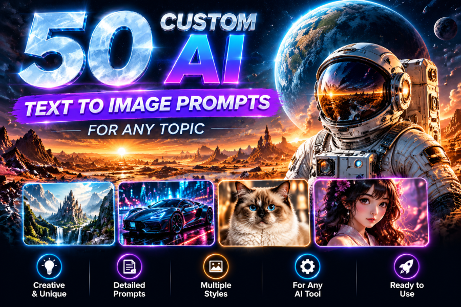 I Will Create 50 Custom AI Text to Image Prompts for Any Topic