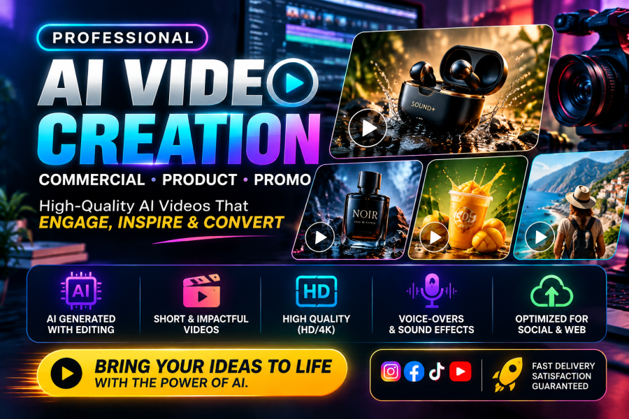 I Will Create AI Commercial, Product and Promo Videos for Your Business,