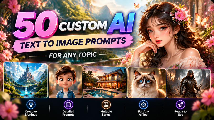 I Will Create 50 Custom AI Text to Image Prompts for Any Topic