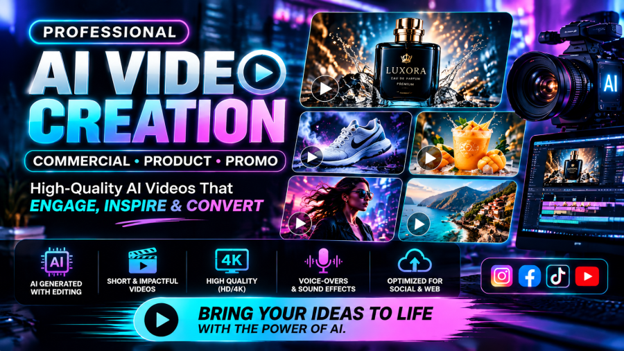 I Will Create AI Commercial, Product and Promo Videos for Your Business,
