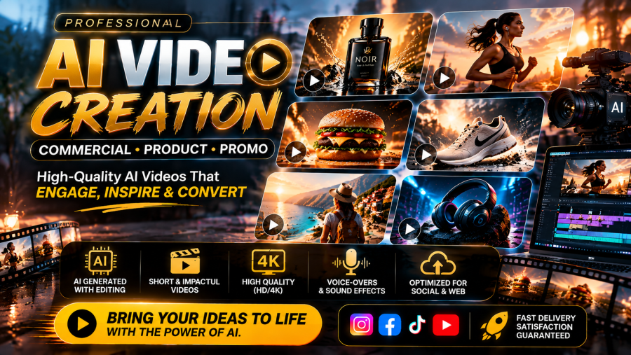 I Will Create AI Commercial, Product and Promo Videos for Your Business,