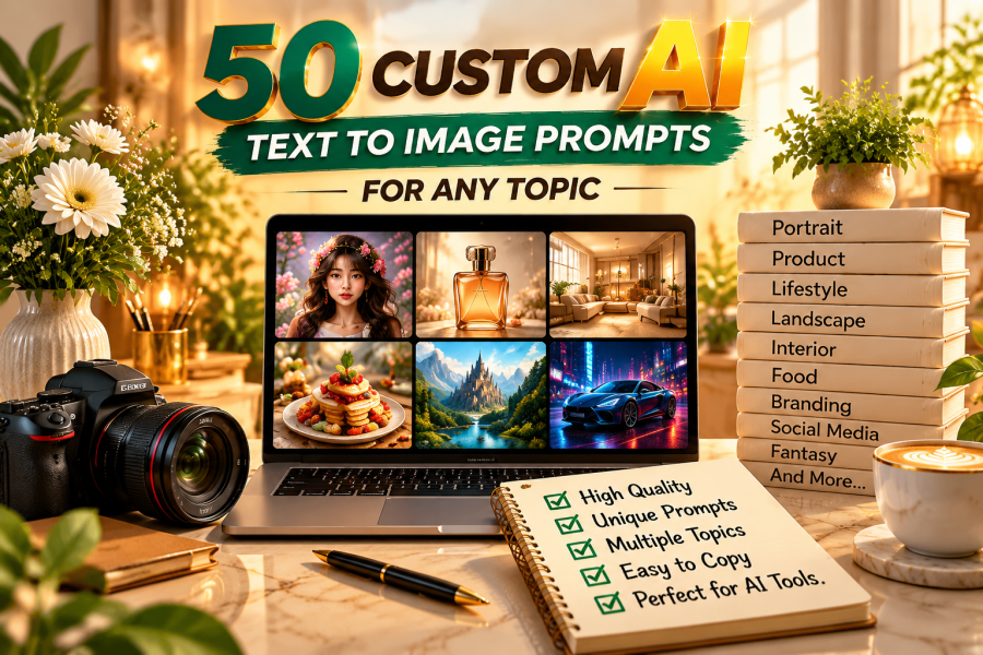 I Will Create 50 Custom AI Text to Image Prompts for Any Topic