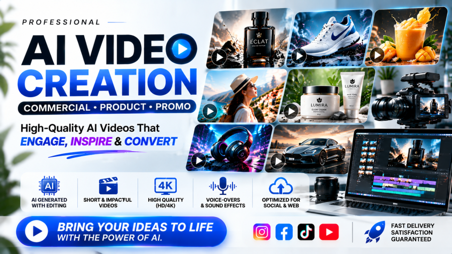 I Will Create AI Commercial, Product and Promo Videos for Your Business,