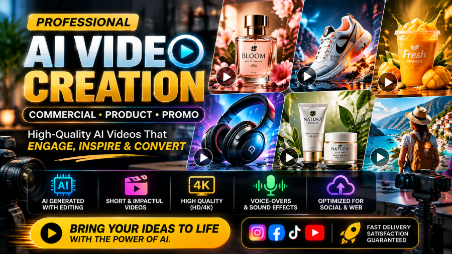 I Will Create AI Commercial, Product and Promo Videos for Your Business,