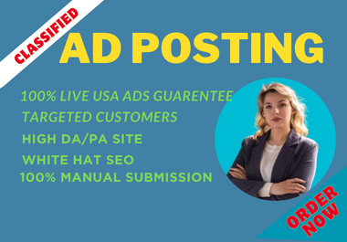  50 ads post on the top USA UK Canada ASU ad posting sites manually